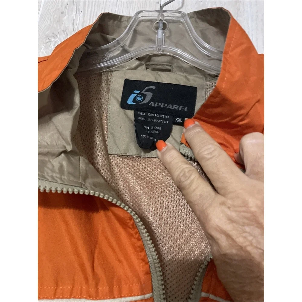 i5 Apparel men's Water 2 tone Orange & Beige Windbreaker Raincoat Sz Xxl